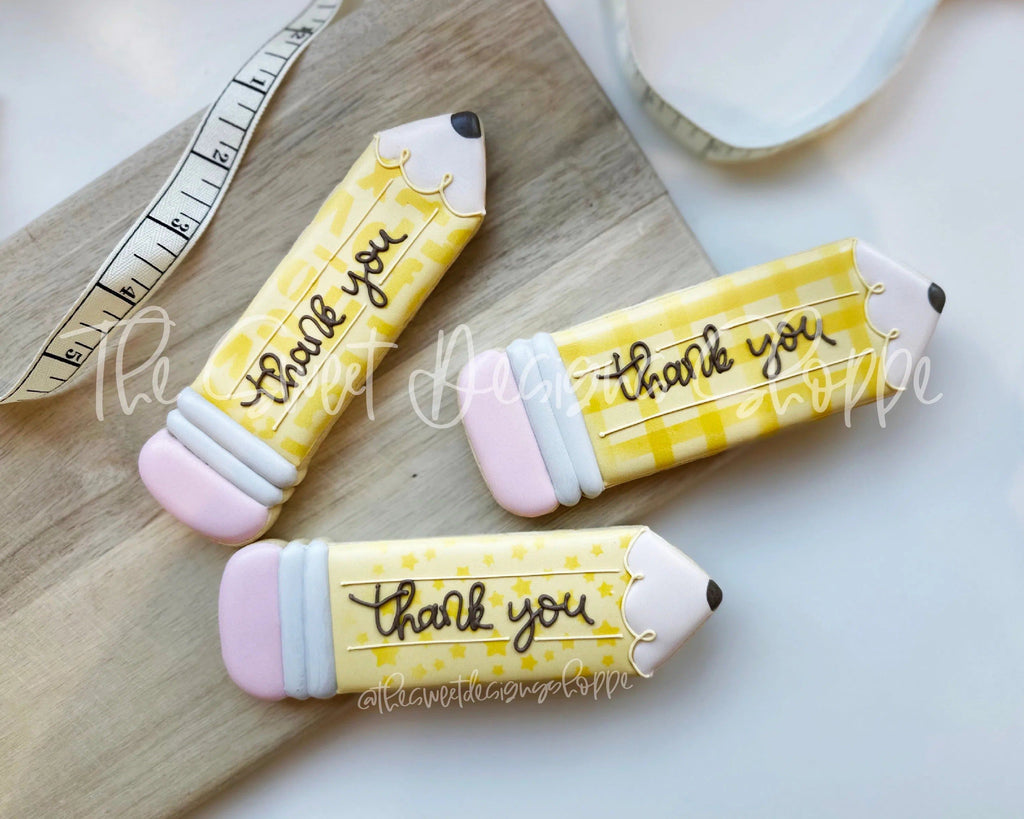 Cookie Cutters - 5.75" Long Pencil Plaque Cookie Cutters Set - Set of 3 - Cookie Cutters - The Sweet Designs Shoppe - TSDS - - ALL,Cookie Cutter,Grad,Graduation,graduations,Mini Set,Mini Sets,Promocode,regular sets,School / Graduation,set,sets,Teacher,Teacher Appreciation,teaching partners