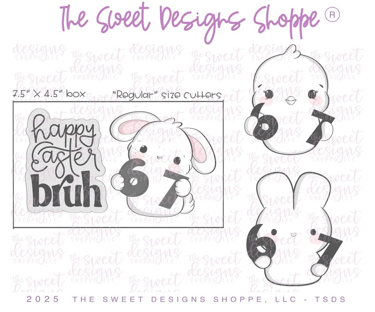 Cookie Cutters - 6-7 Easter bruh Set - Set of 4 - Cookie Cutters - The Sweet Designs Shoppe - TSDS - - 67,ALL,Animal,Animals,Animals and Insects,Cookie Cutter,Easter,Easter / Spring,PLAQUES HANDLETTERING,Promocode,regular sets,set,STL
