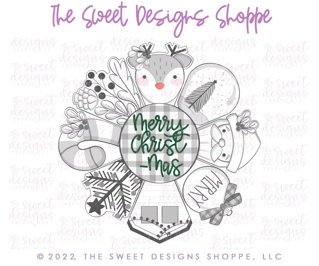 Cookie Cutters - 6 B's Creations: Christmas Modern Platter (8.5" Diameter) Class Cookie Cutters Set - Set of 8 Cookie Cutters - Online Class not included - The Sweet Designs Shoppe - TSDS - - 6b,6bs,6bscreations,ALL,Brittany Geil,Christmas,Christmas / Winter,Christmas Cookies,class,Cookie Cutter,ginger lovin set,Ginger set,online,platter,Promocode,set,sets,Slice,STL