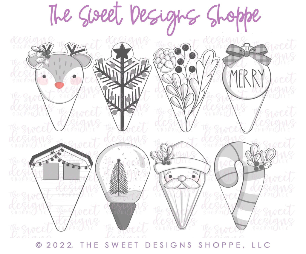 Cookie Cutters - 6 B's Creations: Christmas Modern Platter (8.5" Diameter) Class Cookie Cutters Set - Set of 8 Cookie Cutters - Online Class not included - The Sweet Designs Shoppe - TSDS - - 6b,6bs,6bscreations,ALL,Brittany Geil,Christmas,Christmas / Winter,Christmas Cookies,class,Cookie Cutter,ginger lovin set,Ginger set,online,platter,Promocode,set,sets,Slice,STL