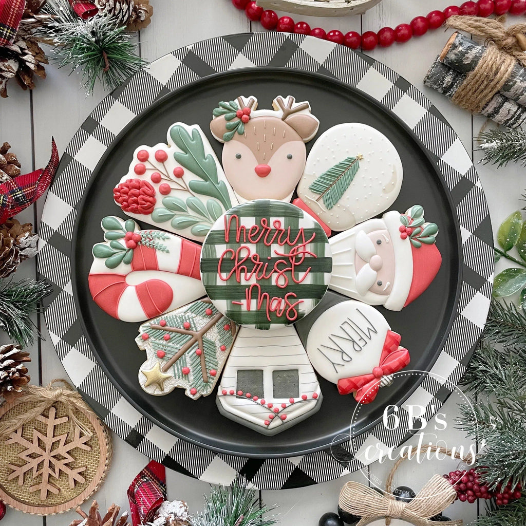 Cookie Cutters - 6 B's Creations: Christmas Modern Platter (8.5" Diameter) Class Cookie Cutters Set - Set of 8 Cookie Cutters - Online Class not included - The Sweet Designs Shoppe - TSDS - - 6b,6bs,6bscreations,ALL,Brittany Geil,Christmas,Christmas / Winter,Christmas Cookies,class,Cookie Cutter,ginger lovin set,Ginger set,online,platter,Promocode,set,sets,Slice,STL