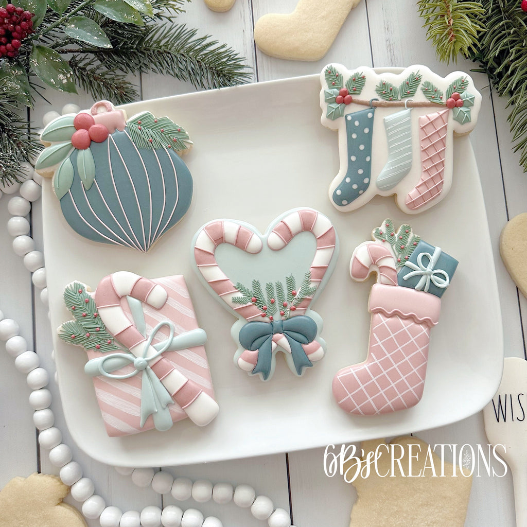 Cookie Cutters - 6 B's Creations - Muted Christmas - Set of 5 Cutters - Online Class not Included - Cookie Cutters - The Sweet Designs Shoppe - TSDS - - 6b,6bs,6bscreations,ALL,Brittany Geil,Christmas,Christmas / Winter,Christmas Cookies,class,Class chirtmas,Cookie Cutter,geil,muted christmas,online,Promocode,set,sets,stocking set,StockingChistmas