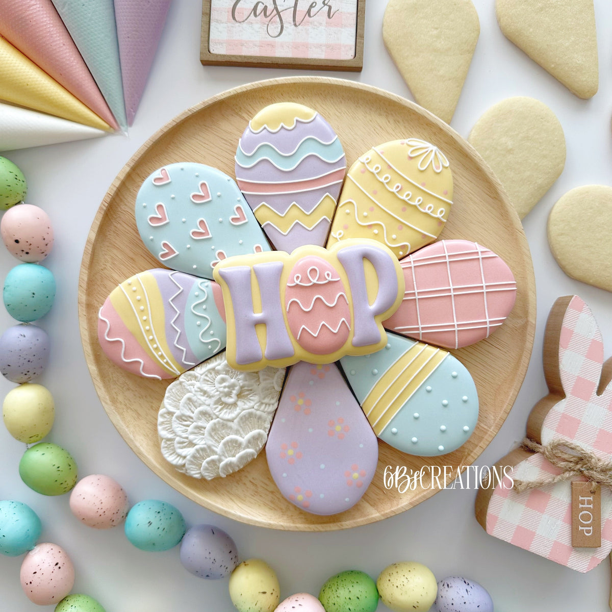 Cookie Cutters - 6 B's Creations: Teaching Partners Class - Easter Egg Platter With Hop Plaque - Set of 2 Cutters - Online Class not Included - The Sweet Designs Shoppe - TSDS - - 6b,6bs,6bscreations,ALL,Brittany Geil,class,Cookie Cutter,Easter,Easter / Spring,easter hop plaque,Easter Platter 6,easter set of 2,geil,online,Promocode,set,set of 2,sets,STL