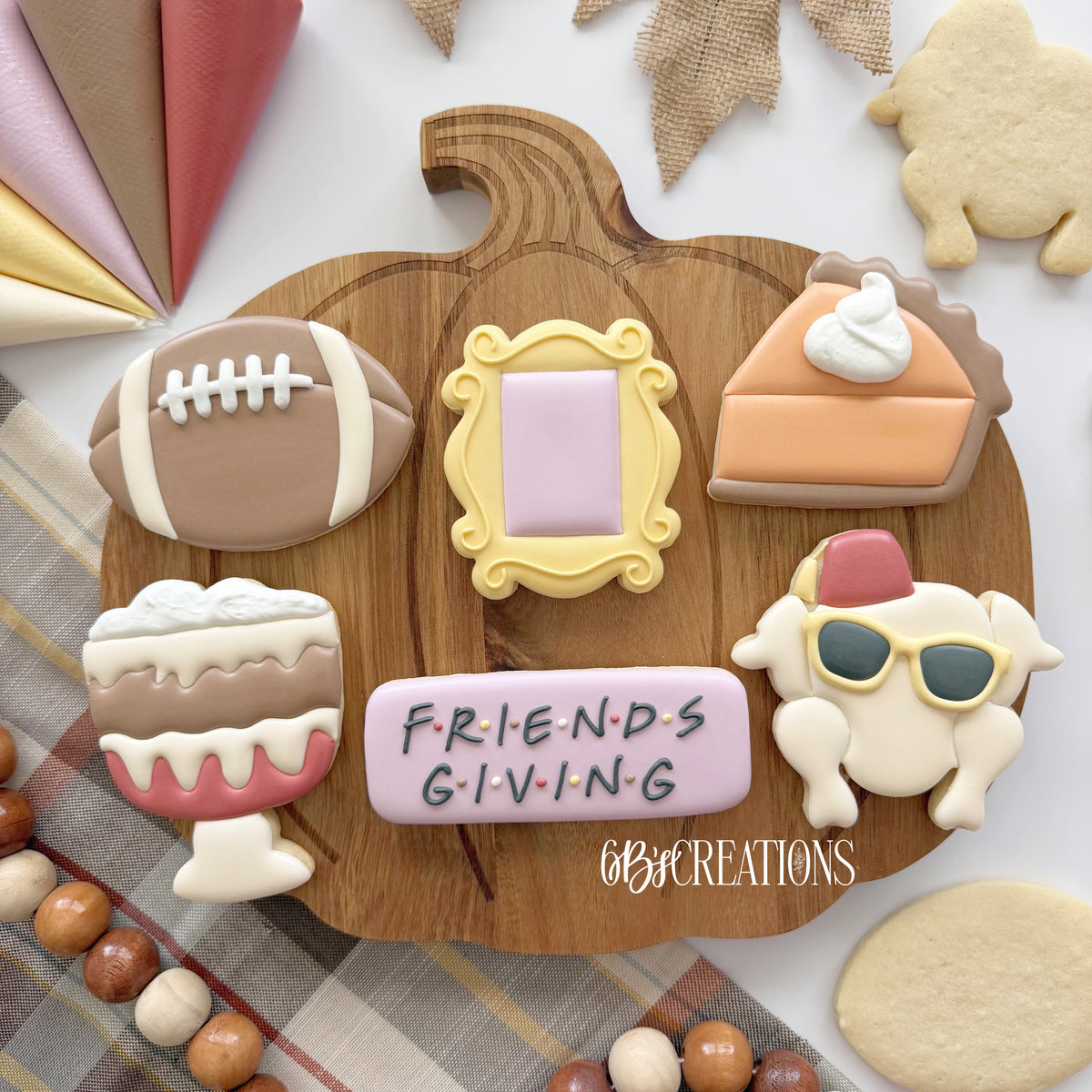 Cookie Cutters - 6 B's Creations: Teaching Partners Class - Friendsgiving - Set of 6 Mixed Size Cutters - Online Class not Included - The Sweet Designs Shoppe - TSDS - - 6b,6bs,6bscreations,ALL,Animals,Brittany Geil,Cookie Cutter,Fall / Thanksgiving,famr,friends,Friendsgiving,geil,new,online,Promocode,set,sets,STL,teaching partners,thanksgiving,triffle