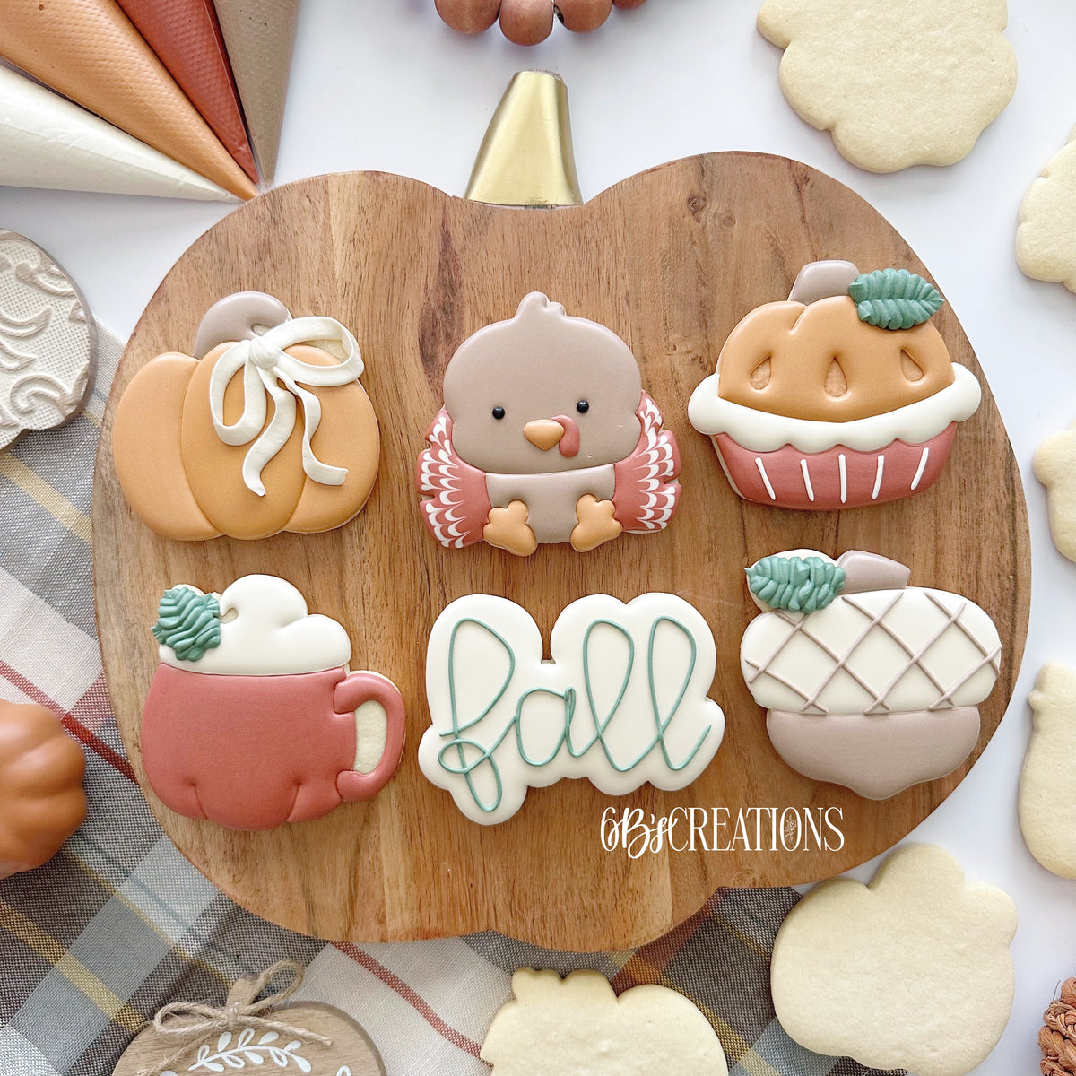 Cookie Cutters - 6 B's Creations: Teaching Partners Class - Give Thanks - Set of 7 Cookie Cutters - Online Class not Included - The Sweet Designs Shoppe - TSDS - - 6b,6bs,6bscreations,Accessories,ALL,Brittany Geil,class,Cookie Cutter,Fall,Fall / Thanksgiving,geil,online,Promocode,Pumpkin,pumpkin pie,Pumpkin set,set,sets,STL