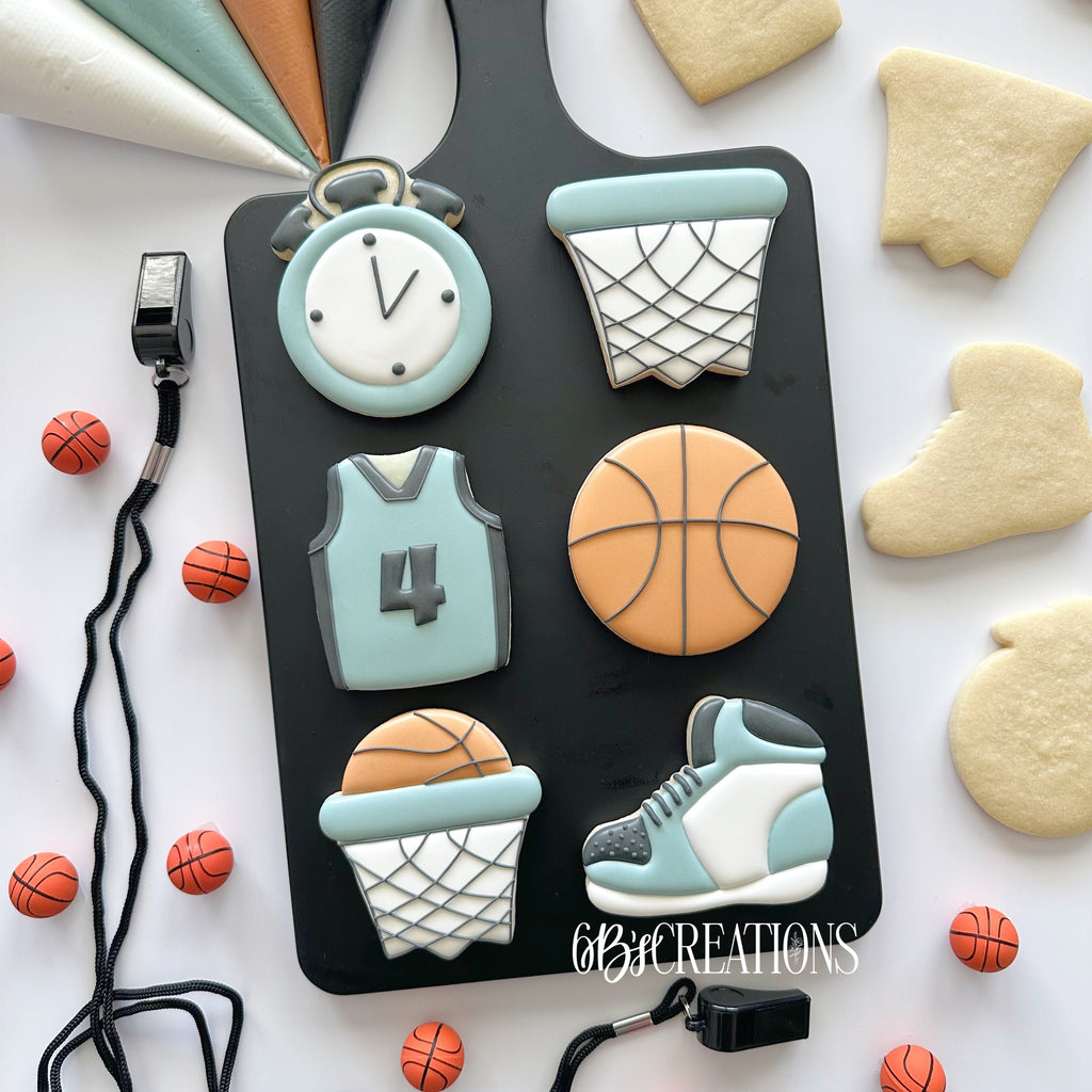 Cookie Cutters - 6 B's Creations: Teaching Partners Class - Hoop It Up - Set of 6 Mid Size Cookie Cutters - Online Class not included - The Sweet Designs Shoppe - TSDS - - 6b,6bs,6bscreations,ALL,basketball,Brittany Geil,Cookie Cutter,Food & Beverages,geil,Hoop It Up,olympic,online,Promocode,set,sport,sports,Sports sets,STL