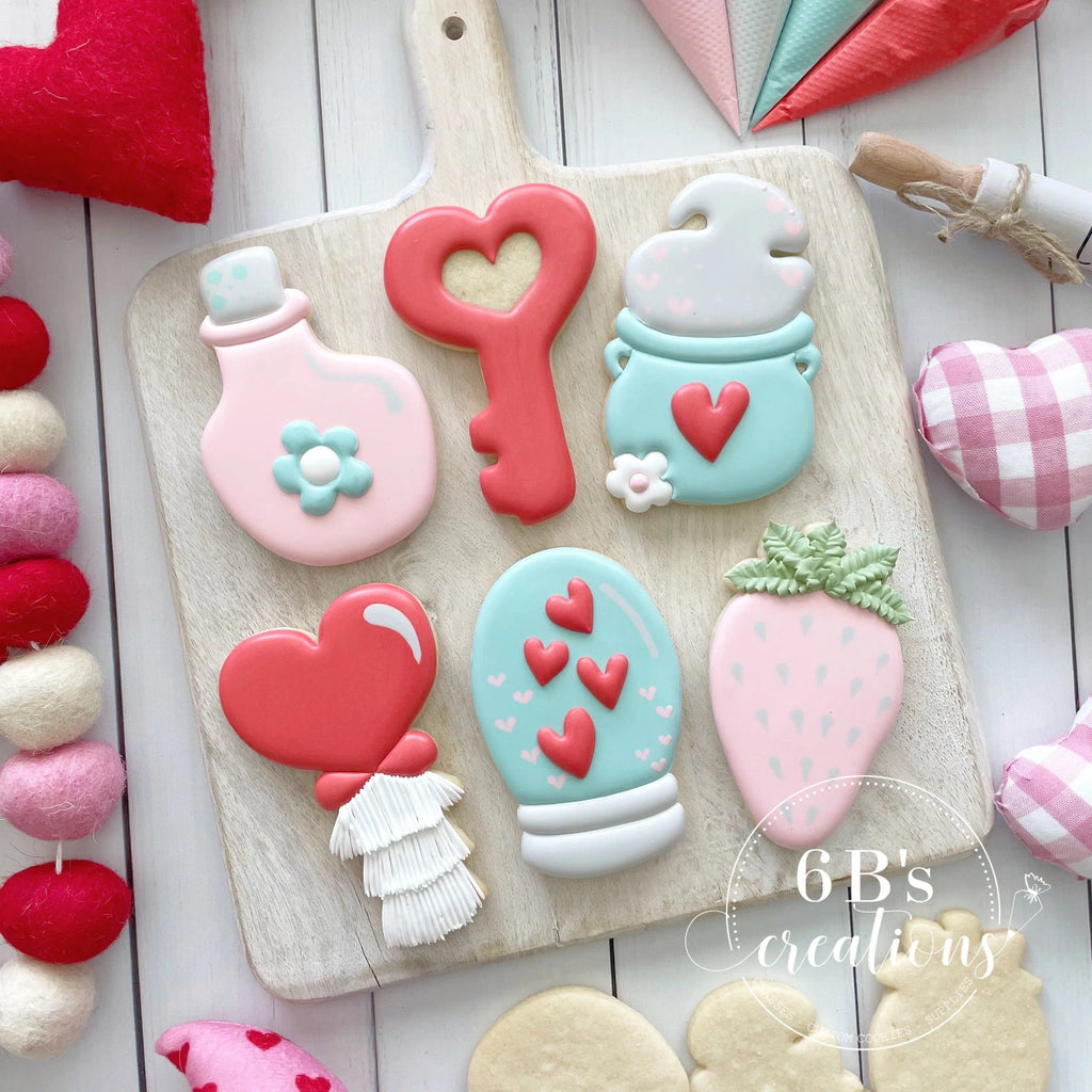 Cookie Cutters - 6 B's Creations: Teaching Partners Class - Love’s Potion - Set of 6 Cookie Cutters - Online Class not included - The Sweet Designs Shoppe - - 6b, 6bs, 6bscreations, ALL, Brittany Geil, Cookie Cutter, geil, Love, online, Promocode, set, sets, STL, valentines, Valentines set