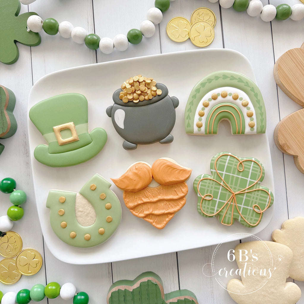 Cookie Cutters - 6 B's Creations: Teaching Partners Class - Luck of the Irish - Set of 6 Mid Size Cookie Cutters - Online Class not included - Sweet Designs Shoppe - Set of 6 - Mid Size Cutters - 6b, 6bs, 6bscreations, ALL, Brittany Geil, Cookie Cutter, geil, Love, Luck of the irish, online, patrick, patrick's, Promocode, Saint Patricks, set, sets, St paddy, ST PATRICK, St Patrick’s Day, st. patrick's