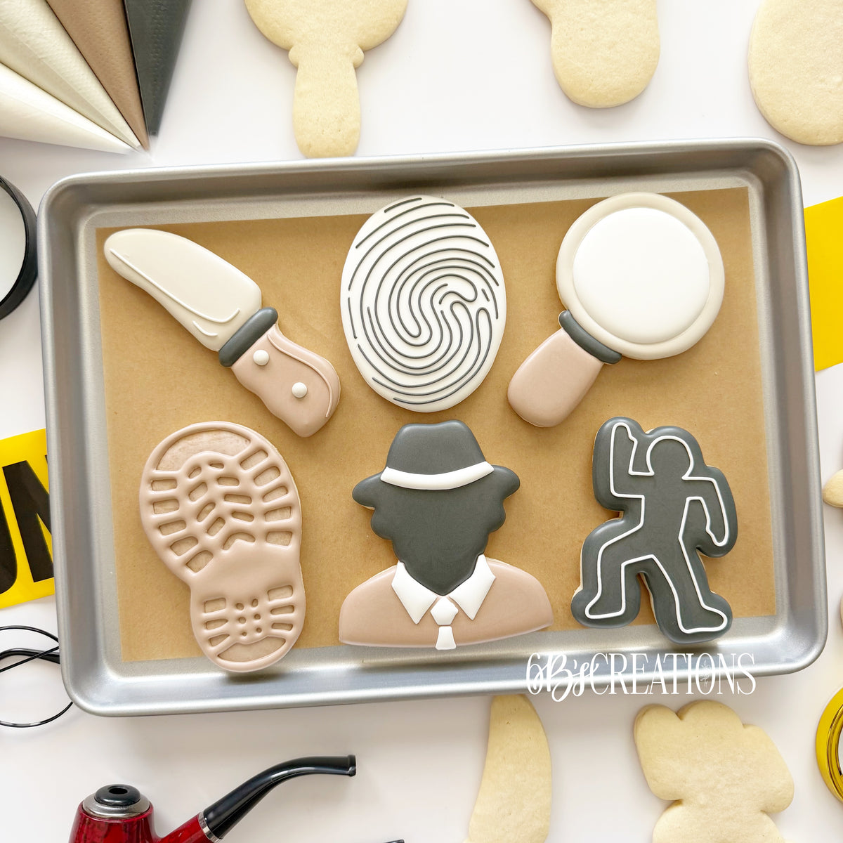 Cookie Cutters - 6 B's Creations: Teaching Partners Class - Murder Mystery - Set of 6 Cutters - Online Class not Included - The Sweet Designs Shoppe - TSDS - - 6b,6bs,6bscreations,ALL,Animals,Brittany Geil,Cookie Cutter,crime,crime junky,crime scene body,crime scene knife,detective,geil,murder,murder mystery,online,Promocode,set,sets,STL,teaching partners