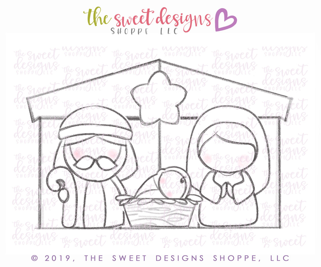 Cookie Cutters - 6 B's Creations: Teaching Partners Class - Nativity - Set of 6 Cookie Cutters - Online Class not included - The Sweet Designs Shoppe - TSDS - - 6b,6bs,6bscreations,ALL,Baby Jesus,Brittany Geil,Christmas,Christmas / Winter,Christmas Cookies,class,Cookie Cutter,geil,Joseph,Mary,Nativity,Nativity Platter,online,platter,Promocode,set,sets,STL