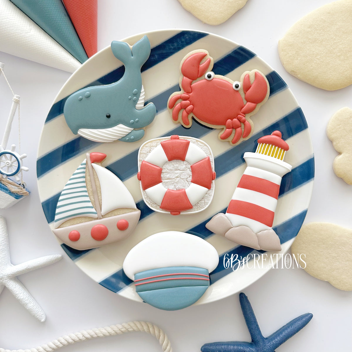 Cookie Cutters - 6 B's Creations: Teaching Partners Class - Seaside Escape - Set of 6 Cutters MidSize Cutters - Online Class not Included - The Sweet Designs Shoppe - TSDS - - 6b,6bs,6bscreations,ALL,Brittany Geil,Christmas,Cookie Cutter,geil,oceN,online,Promocode,resort,Sail boat,seaside,Seaside Escape,set,sets,STL,teaching partners,vacation