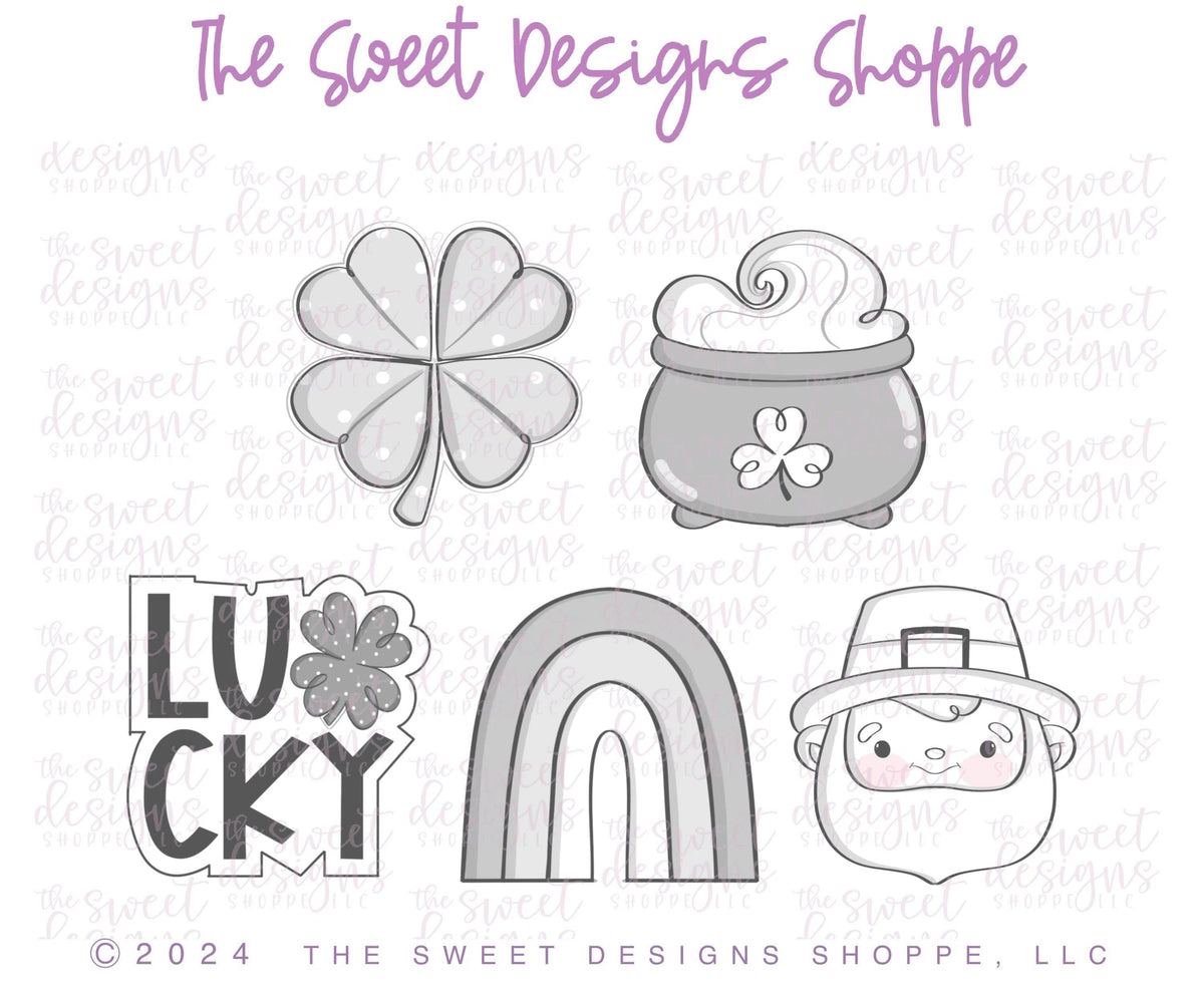 Cookie Cutters - 6 B's Creations: Teaching Partners Class - St. Patrick's Day - Set of 5 Mid Size Cutters - Online Class not Included - The Sweet Designs Shoppe - TSDS - - 6b,6bs,6bscreations,ALL,Cookie Cutter,Mini Sets,Promocode,regular sets,set,St paddy,ST PATRICK,St Patrick’s Day,St. Pat,St. Patricks,STL