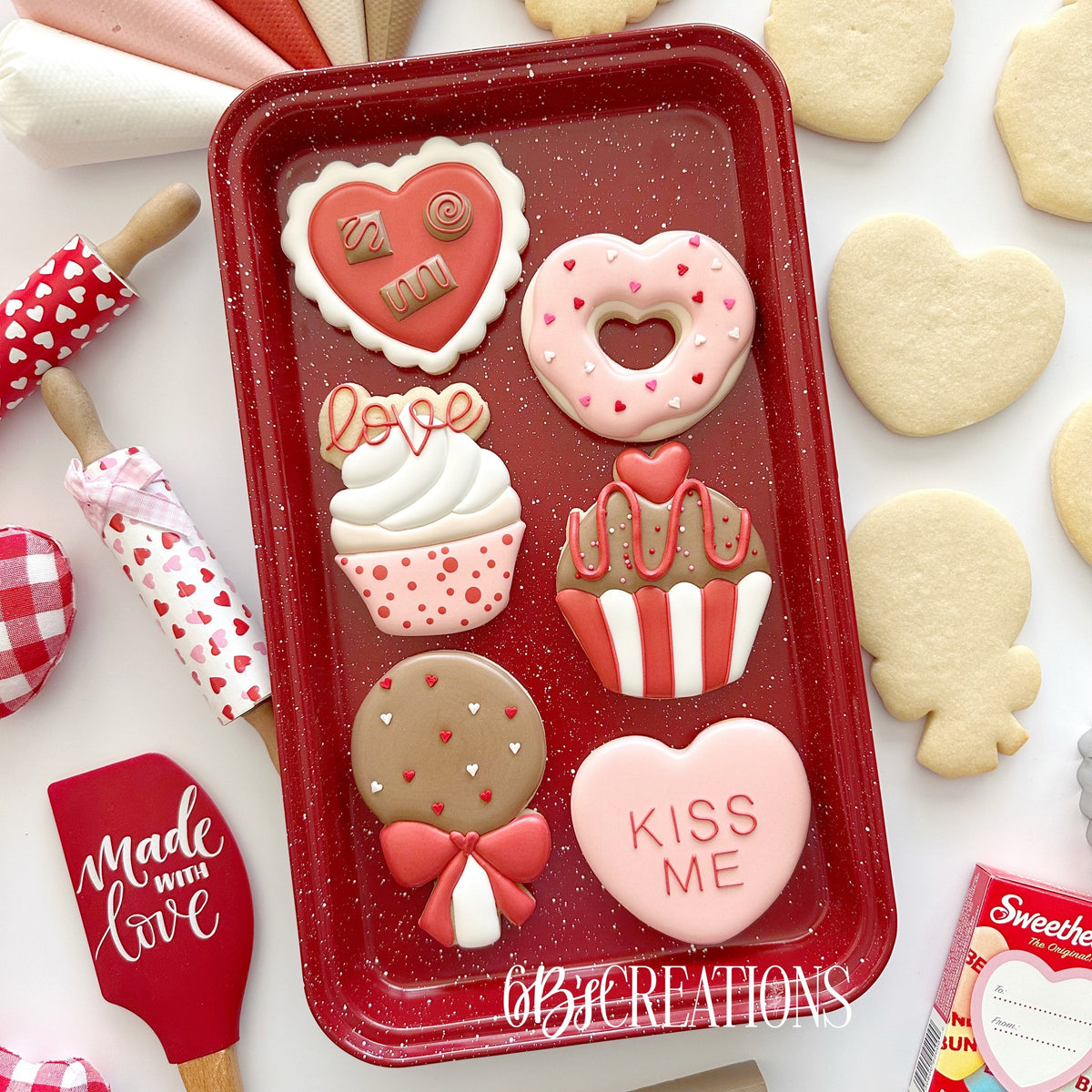 Cookie Cutters - 6 B's Creations: Teaching Partners Class - Sweet Treats - Set of 6 Mid Size Cookie Cutters - Online Class not included - The Sweet Designs Shoppe - TSDS - - 6b,6bs,6bscreations,ALL,beverage,beverages,Brittany Geil,Cookie Cutter,Food & Beverages,Food and Beverage,geil,online,Promocode,set,STL,valentine,Valentines,Valentines set