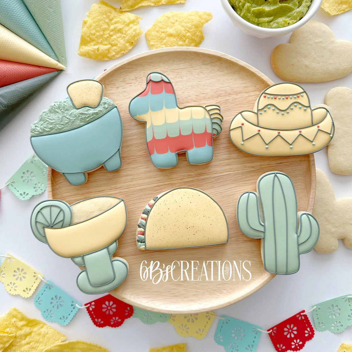 Cookie Cutters - 6 B's Creations: Teaching Partners Class - Taco Tuesday - Set of 6 Mid Size Cookie Cutters - Online Class not included - The Sweet Designs Shoppe - TSDS - - 6b,6bs,6bscreations,ALL,Brittany Geil,Chips and Guac,Cinco de Mayo,Cookie Cutter,geil,Mexico,Mexico Piñata,online,piñata,Piñata Set,Promocode,set,sets,STL,taco Tuesday,Taco Tuesday Set