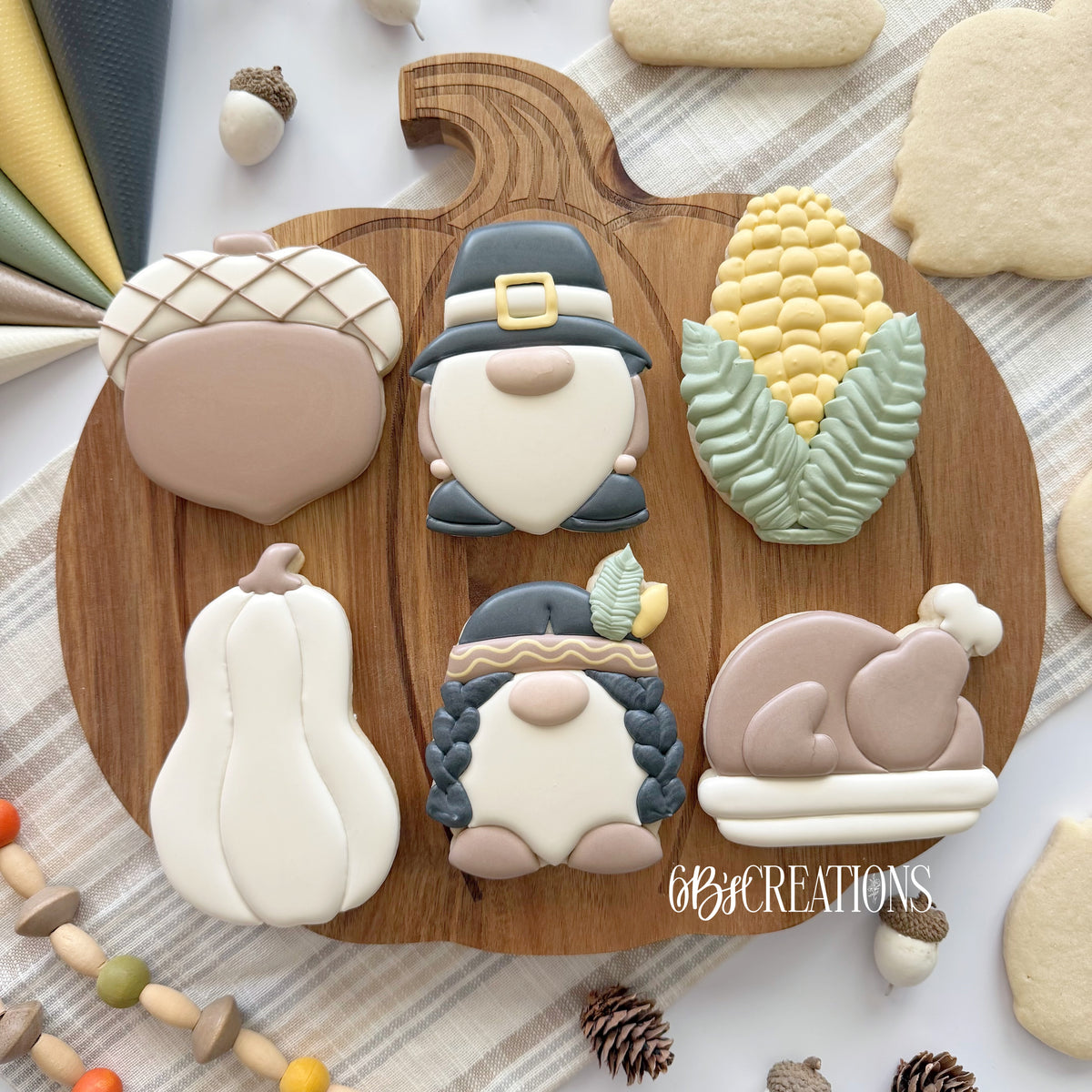 Cookie Cutters - 6 B's Creations: Teaching Partners Class - Thankful Gnomes - Set of 6 Cutters - Online Class not Included - The Sweet Designs Shoppe - TSDS - - 6b,6bs,6bscreations,ALL,Brittany Geil,Cookie Cutter,Fall / Thanksgiving,famr,friends,geil,Indian,indian gnome,new,online,pilgrim,pilgrim gnome,Promocode,set,sets,STL,teaching partners,Thankful Gnomes,thanksgiving