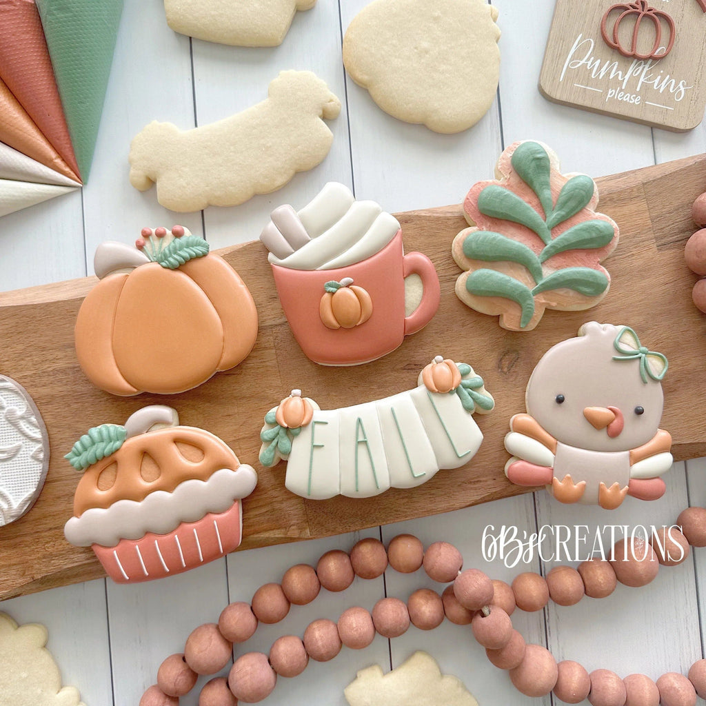 Cookie Cutters - 6 B's Creations: Teaching Partners Class - Thanksgiving - Set of 6 Cookie Cutters - Online Class not Included - The Sweet Designs Shoppe - TSDS - - 6b,6bs,6bscreations,Accessories,ALL,Brittany Geil,class,Cookie Cutter,Fall,Fall / Thanksgiving,geil,online,Promocode,Pumpkin,pumpkin pie,Pumpkin set,pumpkin spice latte,set,sets,STL