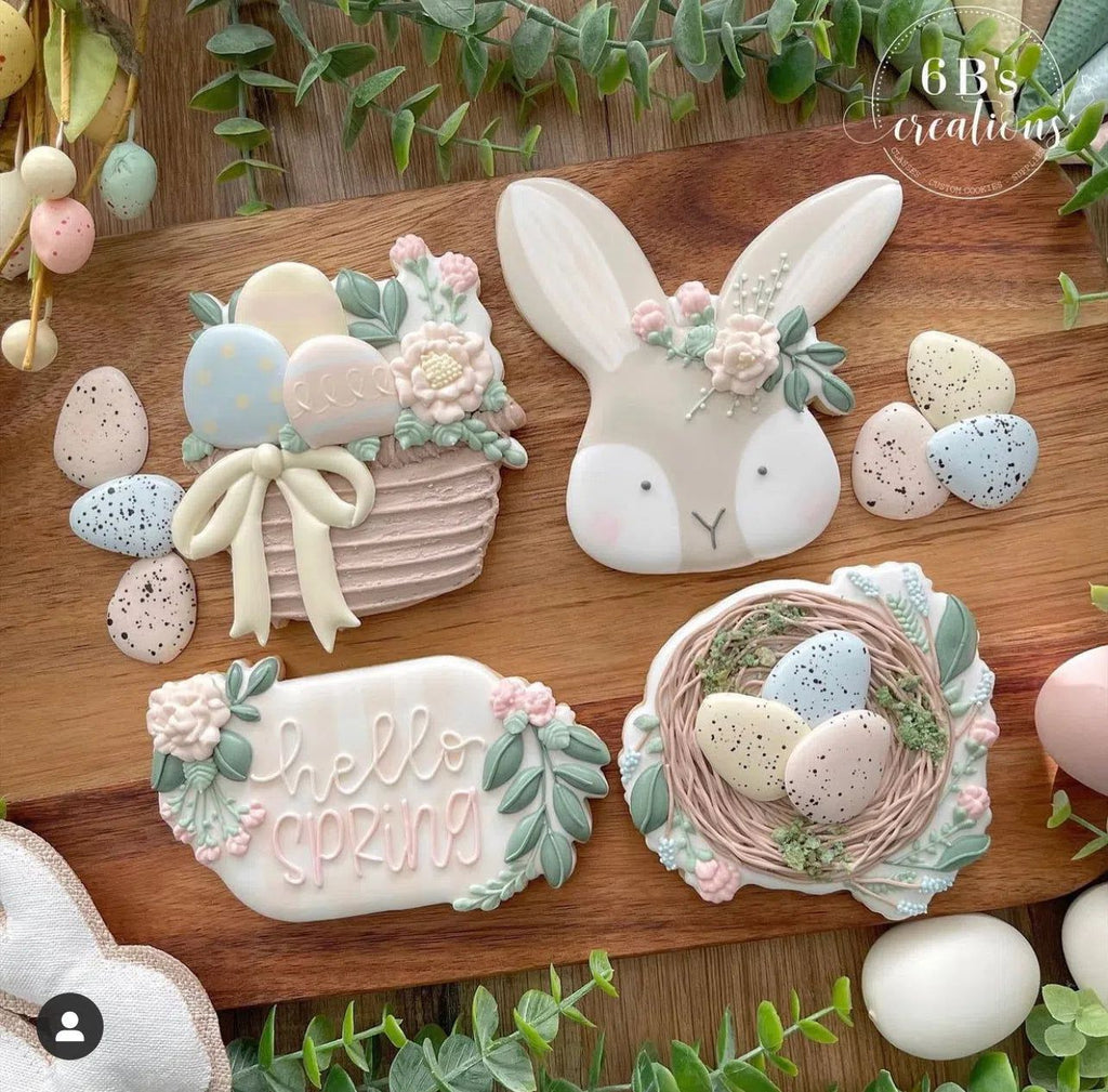 Cookie Cutters - 6B's Creations: CookieCon2022 "Hello Spring" Class Cookie Cutters Set - Set of 4 Cookie Cutters - Class not included. - The Sweet Designs Shoppe - TSDS - - 6b,6bs,6bscreations,ALL,Brittany Geil,class,Cookie Cutter,easter,Easter / Spring,geil,online,Promocode,set,sets,Teaching partners