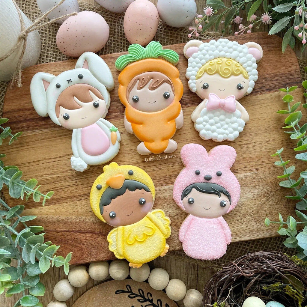 Cookie Cutters - 6B's Creations “Easter Kids” Class Cookie Cutters Set - Set of 5 Cookie Cutters - Online Class not included. - The Sweet Designs Shoppe - TSDS - - 6b,6bs,6bscreations,ALL,Animal,Animals,Animals and Insects,Brittany Geil,class,Cookie Cutter,Easter,Easter / Spring,geil,online,Promocode,regular sets,set,sets,Spring