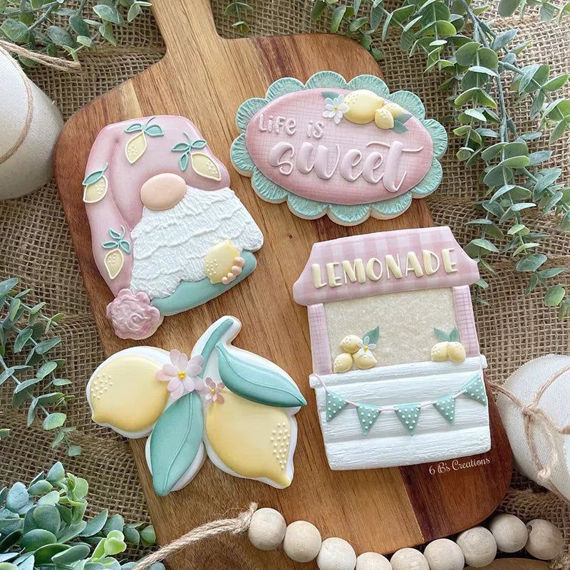 Cookie Cutters - 6B's Creations “Lemonade Stand” Dallas CookieCon2021 Class - Cookie Cutters Set Only- Set of 4 Cookie Cutters - Class not included. - The Sweet Designs Shoppe - TSDS - - 6b,6bs,6bscreations,ALL,Brittany Geil,class,Cookie Cutter,geil,gnome,Lemon,lemonade,online,online class,Promocode,set,sets,spring,STL,summer