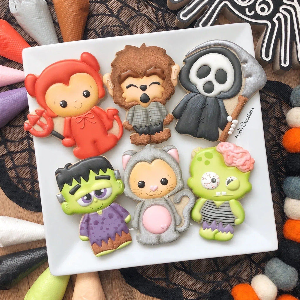 Cookie Cutters - 6B's Creations:Halloween Character Online Class Cookie Cutters Set - Set of 6 Cookie Cutters - Online Class not included. - The Sweet Designs Shoppe - TSDS - - 6b,6bs,6bscreations,ALL,Brittany Geil,class,Cookie Cutter,Fall Halloween,geil,halloween,Halloween set,Halloween Sets,online,Promocode,regular sets,set,sets,STL,Zombies and Monsters