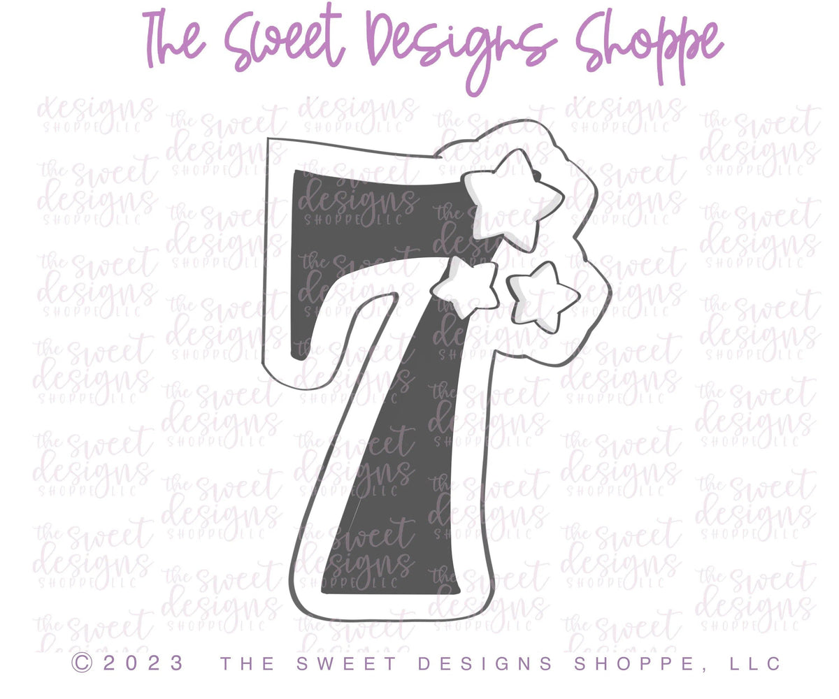 Cookie Cutters - 7 with Stars - Cookie Cutter - The Sweet Designs Shoppe - TSDS - - ALL,Birthday,Cookie Cutter,Font,Fonts,kid,kids,Lettering,letters and numbers,number,numbers,NumberSet,Promocode,Series021,STL,text
