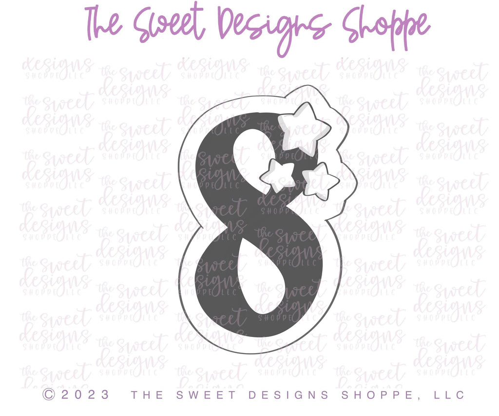 Cookie Cutters - 8 with Stars - Cookie Cutter - The Sweet Designs Shoppe - TSDS - - ALL,Birthday,Cookie Cutter,Font,Fonts,kid,kids,Lettering,letters and numbers,number,numbers,NumberSet,Promocode,Series021,text