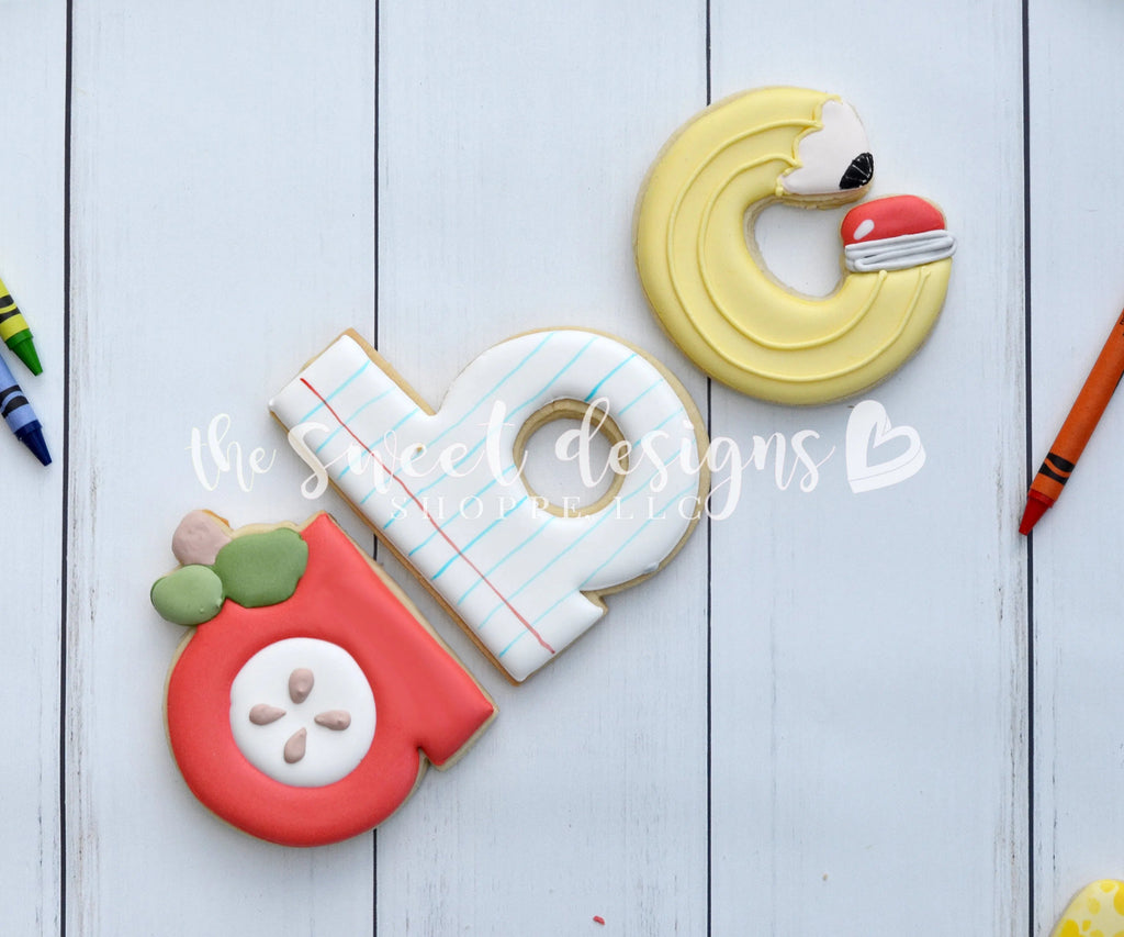 Cookie Cutters - "a" apple - Cookie Cutter - Sweet Designs Shoppe - - a, ABC, ALL, Apple, Cookie Cutter, Fonts, Food, Food & Beverages, Fruits and Vegetables, Grad, graduations, letters, Promocode, school, School / Graduation