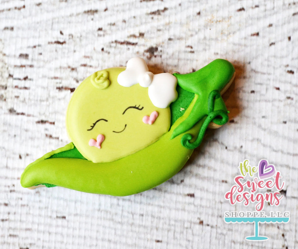 Cookie Cutters - A Pea With Bow in a Pod v2 - Cutter - Sweet Designs Shoppe - - ALL, Baby, baby shower, Baby Swaddle, Cookie Cutter, Pea, Pea in a Pod, Promocode, Swaddle