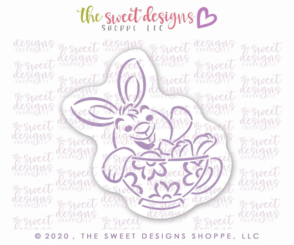 Cookie Cutters and Stencils - Bundle - PYOC Bunny in a Tea Cup - Cookie Cutter and Stencil - Sweet Designs Shoppe - ( 4" Tall x 4" Wide) - ALL, Bundle, Bundles, communion, Cookie Cutter, Decoration, Easter, Easter / Spring, First Communion, Paint Your Own Cookie, Promocode, PYO, PYOC, PYOC Cutter, PYOC Cutter-Stencil, Religious