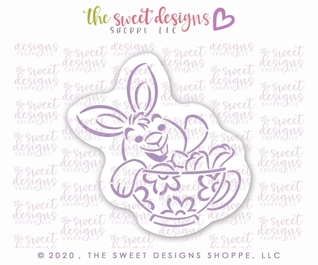 Cookie Cutters and Stencils - Bundle - PYOC Bunny in a Tea Cup - Cookie Cutter and Stencil - The Sweet Designs Shoppe - ( 4" Tall x 4" Wide) - ALL, Bundle, Bundles, communion, Cookie Cutter, Decoration, Easter, Easter / Spring, First Communion, Paint Your Own Cookie, Promocode, PYO, PYOC, PYOC Cutter, PYOC Cutter-Stencil, Religious