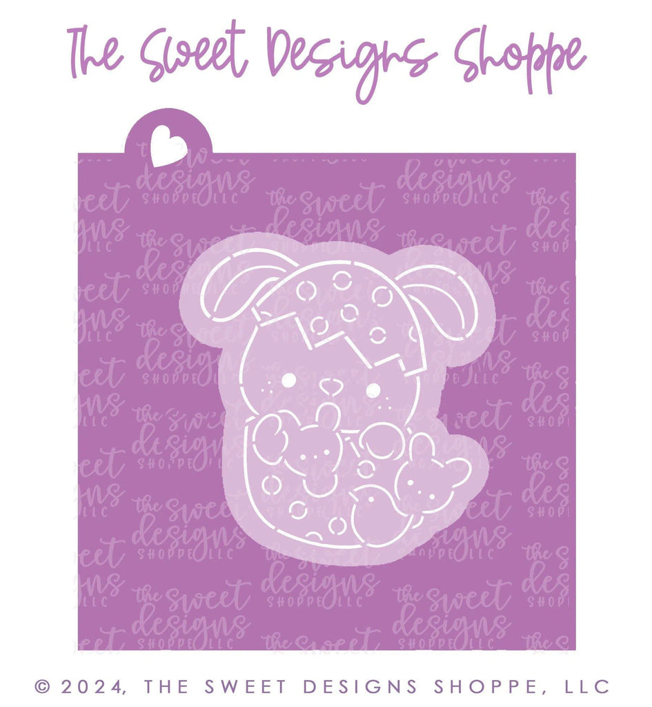 Cookie Cutters and Stencils - Bundle - PYOC Bunny in Egg with Marshmallows - Cookie Cutter & Stencil - The Sweet Designs Shoppe - TSDS - - ALL,Animal,Animals,Animals and Insects,Bundle,Bundles,Easter,Easter / Spring,Promocode,PYO,PYOC Cutter-Stencil