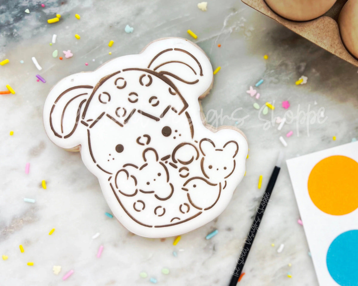 Cookie Cutters and Stencils - Bundle - PYOC Bunny in Egg with Marshmallows - Cookie Cutter & Stencil - The Sweet Designs Shoppe - TSDS - - ALL,Animal,Animals,Animals and Insects,Bundle,Bundles,Easter,Easter / Spring,Promocode,PYO,PYOC Cutter-Stencil