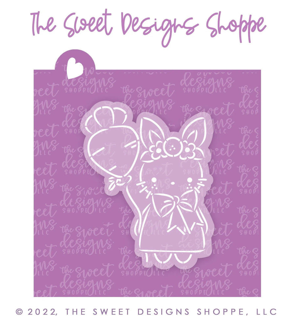 Cookie Cutters and Stencils - Bundle - PYOC Bunny with Balloon - Cookie Cutter & Stencil - The Sweet Designs Shoppe - TSDS - - ALL,Animal,Animals,Animals and Insects,Bundle,Bundles,Easter,Easter / Spring,Fantasy,Kids / Fantasy,Promocode,PYO,PYOC Cutter-Stencil