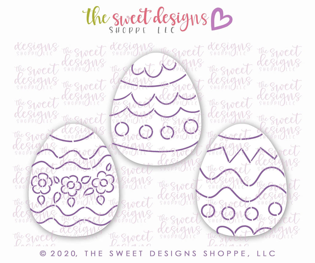Cookie Cutters and Stencils - Bundle - PYOC Easter Egg - Cookie Cutter and Stencils(3) - Sweet Designs Shoppe - ( 3-7/8" Tall x 3-1/8" Wide) - 2022EasterTop, ALL, animal, animals, Bundle, Bundles, Cookie Cutter, Decoration, Easter, Easter / Spring, Paint Your Own Cookie, Promocode, PYO, PYOC, PYOC Cutter, PYOC Cutter-Stencil, Religious, set