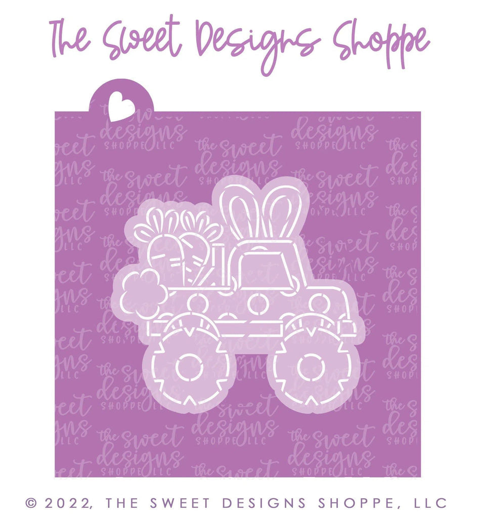 Cookie Cutters and Stencils - Bundle - PYOC Easter Monster Truck - Cookie Cutter & Stencil - The Sweet Designs Shoppe - TSDS - - ALL,Animal,Animals,Animals and Insects,Bundle,Bundles,Easter,Easter / Spring,Fantasy,Kids / Fantasy,Promocode,PYO,PYOC Cutter-Stencil,transportation