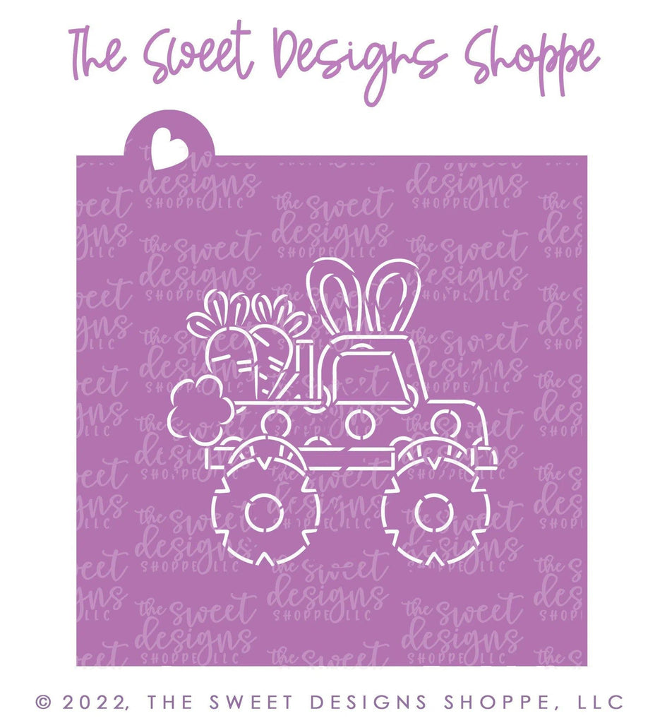 Cookie Cutters and Stencils - Bundle - PYOC Easter Monster Truck - Cookie Cutter & Stencil - The Sweet Designs Shoppe - TSDS - - ALL,Animal,Animals,Animals and Insects,Bundle,Bundles,Easter,Easter / Spring,Fantasy,Kids / Fantasy,Promocode,PYO,PYOC Cutter-Stencil,transportation