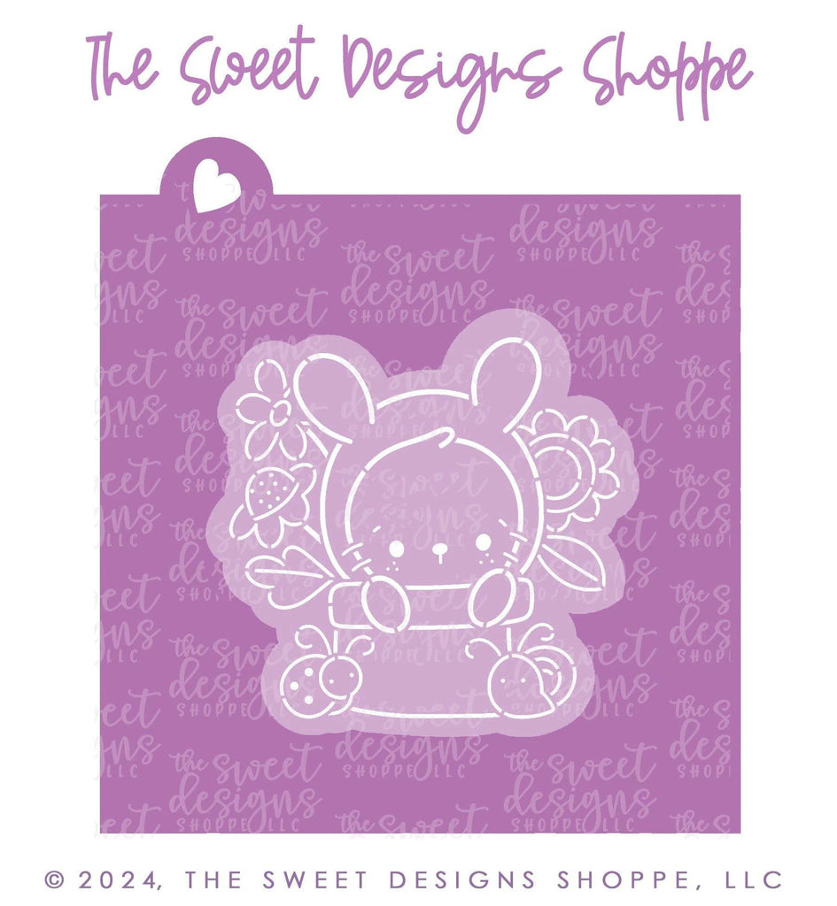 Cookie Cutters and Stencils - Bundle - PYOC Floral Bunny - Cookie Cutter & Stencil - The Sweet Designs Shoppe - TSDS - - ALL,Animal,Animals,Animals and Insects,Bundle,Bundles,Easter,Easter / Spring,Promocode,PYO,PYOC Cutter-Stencil