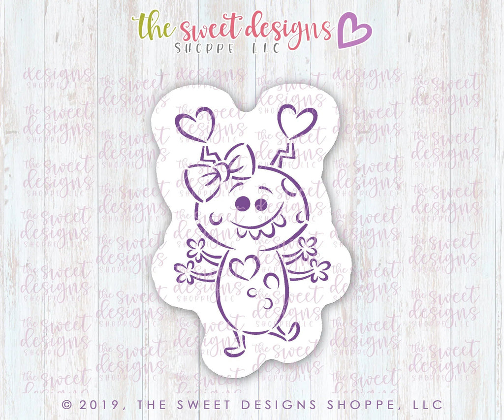Cookie Cutters and Stencils - Bundle - PYOC Girl Monster - Cookie Cutter & Stencil - Sweet Designs Shoppe - - ALL, Bundle, Bundles, Promocode, PYO, PYOC Cutter-Stencil, Valentine, Valentines