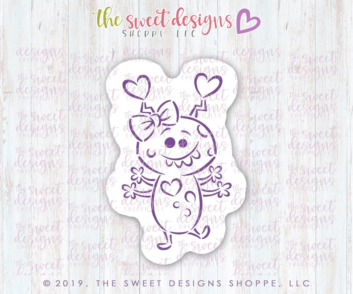 Cookie Cutters and Stencils - Bundle - PYOC Girl Monster - Cookie Cutter & Stencil - The Sweet Designs Shoppe - TSDS - - ALL,Bundle,Bundles,Promocode,PYO,PYOC Cutter-Stencil,Valentine,Valentines
