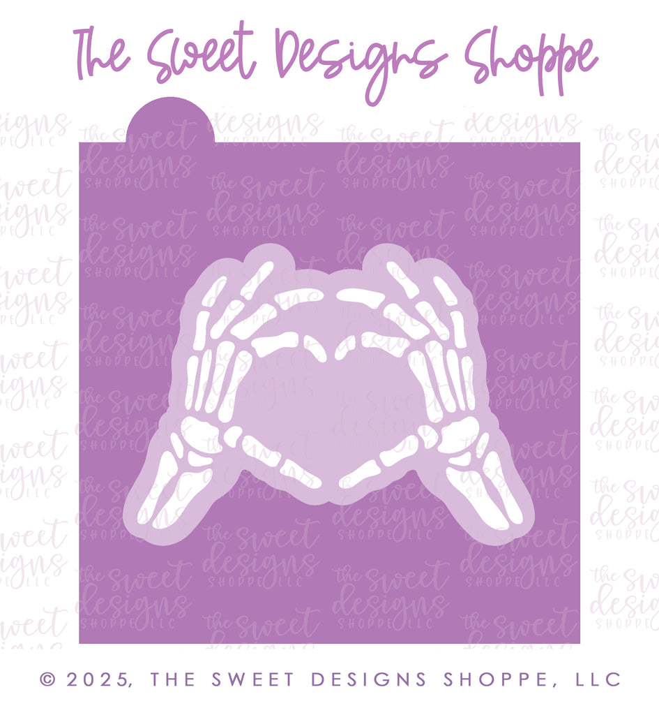 Cookie Cutters and Stencils - Bundle - Skeleton Heart Hands - Cookie Cutter & Stencil (Regular Size) - The Sweet Designs Shoppe - TSDS - - ALL,Bundle,Bundles,halloween,Promocode