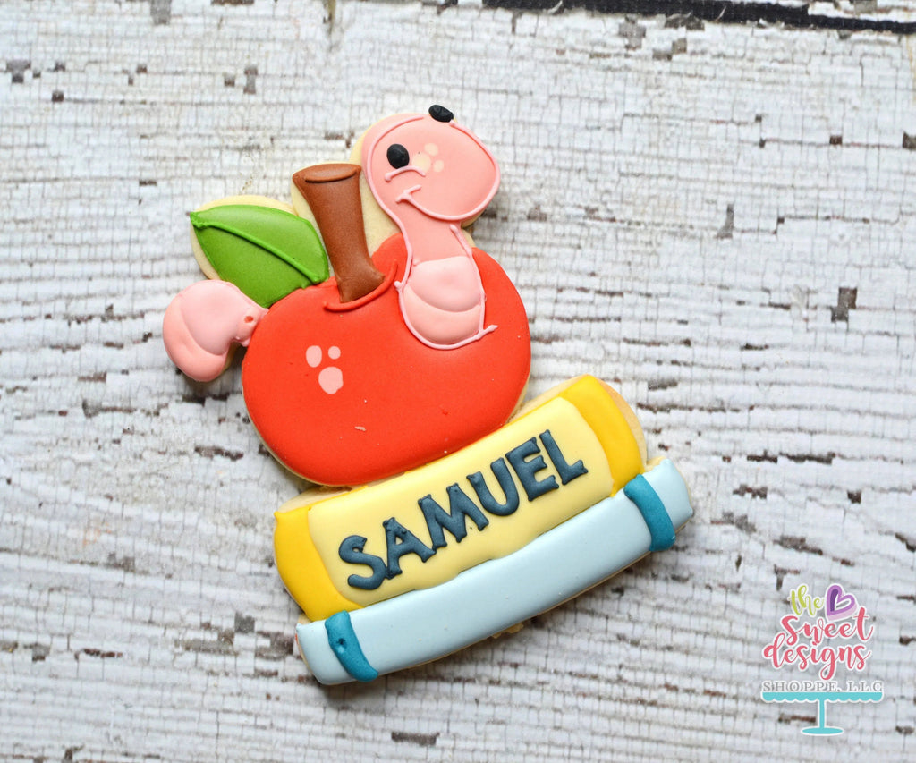 Cookie Cutters - Apple and Books - Cookie Cutter - The Sweet Designs Shoppe - TSDS - - ALL,Apple,back to school,Book,Books,Cookie Cutter,Food,Food & Beverages,fruit,Grad,graduations,Promocode,School,School / Graduation,school supplies,Worm
