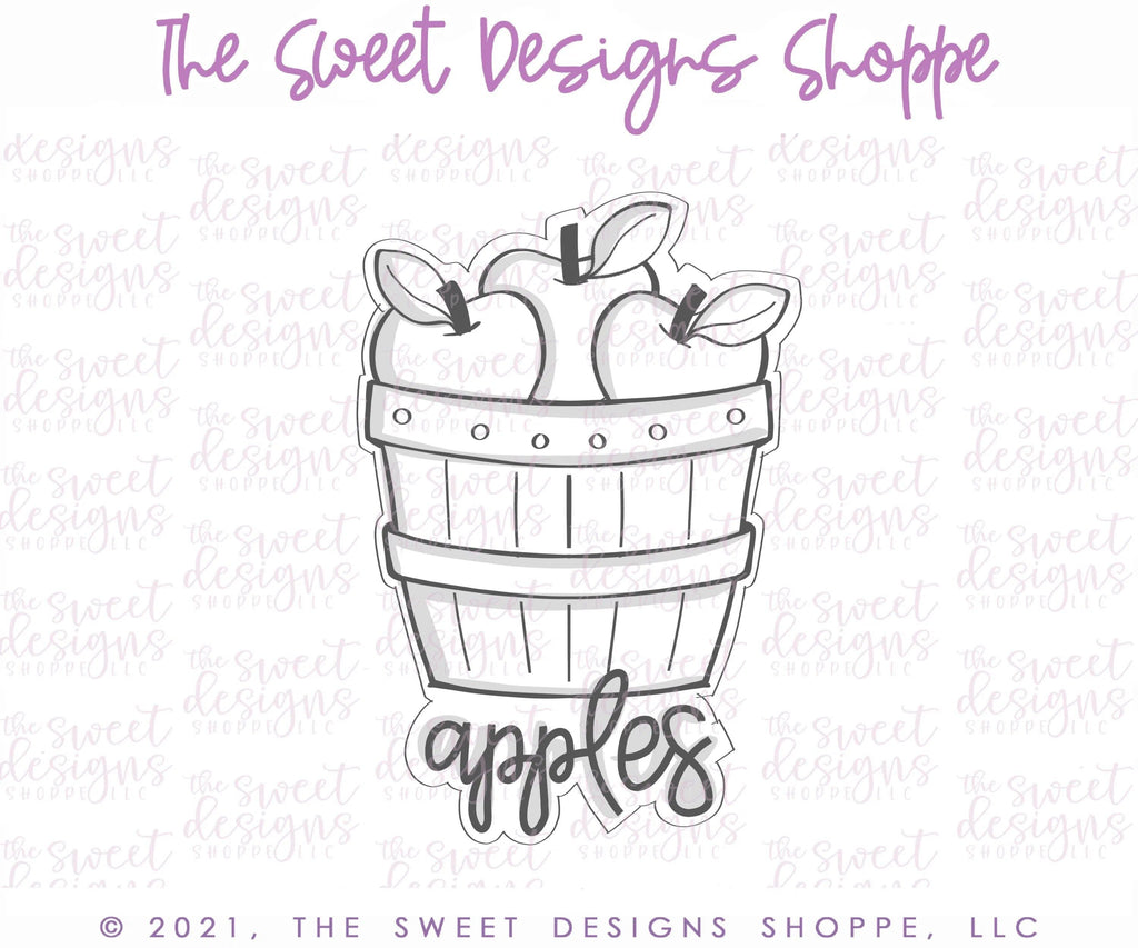 Cookie Cutters - Apple Basket Cookie Sticker - Cookie Cutter - The Sweet Designs Shoppe - - ALL, Cookie Cutter, Fall, Fall / Thanksgiving, Food and Beverage, Food beverages, Plaque, Plaques, PLAQUES HANDLETTERING, Promocode, Sweet, Sweets