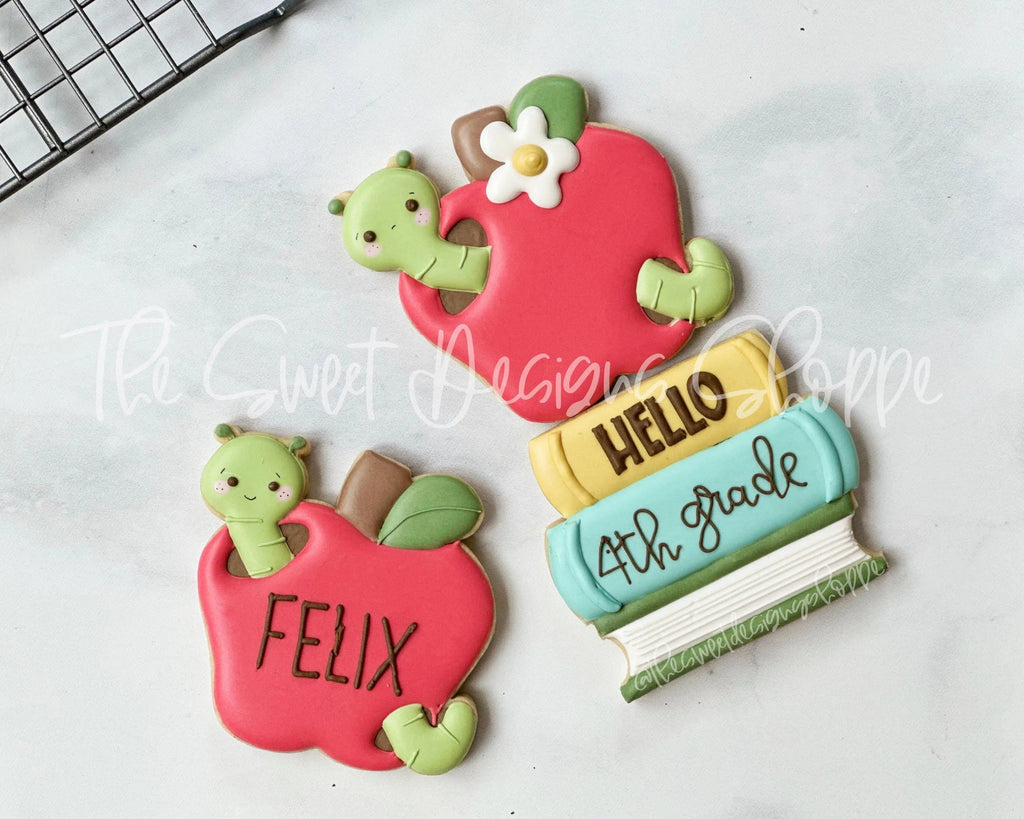 Cookie Cutters - Apple & Books Cookie Cutter Set - 2 Piece Set - Cookie Cutters - The Sweet Designs Shoppe - - ALL, back to school, Cookie Cutter, Grad, graduations, Promocode, regular sets, School, School / Graduation, School Bus, school supplies, set, sets, Teacher, Teacher Appreciation