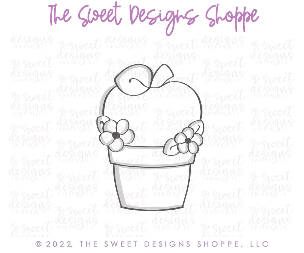 Cookie Cutters - Apple in Pot - Cookie Cutter - The Sweet Designs Shoppe - TSDS - - ALL,back to school,Cookie Cutter,fruit,fruits,Fruits and Vegetables,Grad,Graduation,graduations,Nature,Promocode,School,School / Graduation,school supplies,Teacher,Teacher Appreciation
