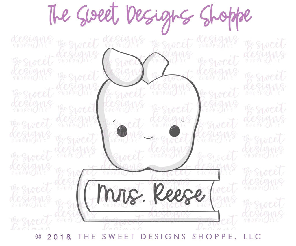 Cookie Cutters - Apple Over Book v2- Cookie Cutter - The Sweet Designs Shoppe - TSDS - - ALL,Apple,Cookie Cutter,Food,Food and Beverage,Food beverages,Fruits and Vegetables,Grad,graduations,Promocode,school,School / Graduation