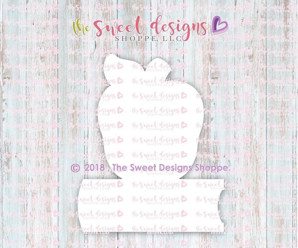 Cookie Cutters - Apple Over Book v2- Cookie Cutter - The Sweet Designs Shoppe - TSDS - - ALL,Apple,Cookie Cutter,Food,Food and Beverage,Food beverages,Fruits and Vegetables,Grad,graduations,Promocode,school,School / Graduation