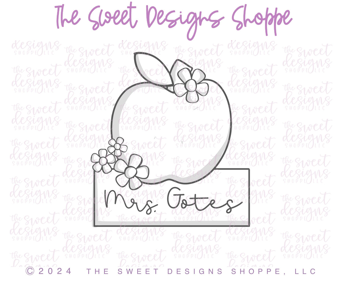 Cookie Cutters - Apple Plaque With Flowers - Cookie Cutter - The Sweet Designs Shoppe - TSDS - - ALL,back to school,Cookie Cutter,Food,fruit,fruit with flower,fruits,Fruits and Vegetables,Plaque,Promocode,School,School / Graduation,STL,Teach,teacher,teacher appreciation
