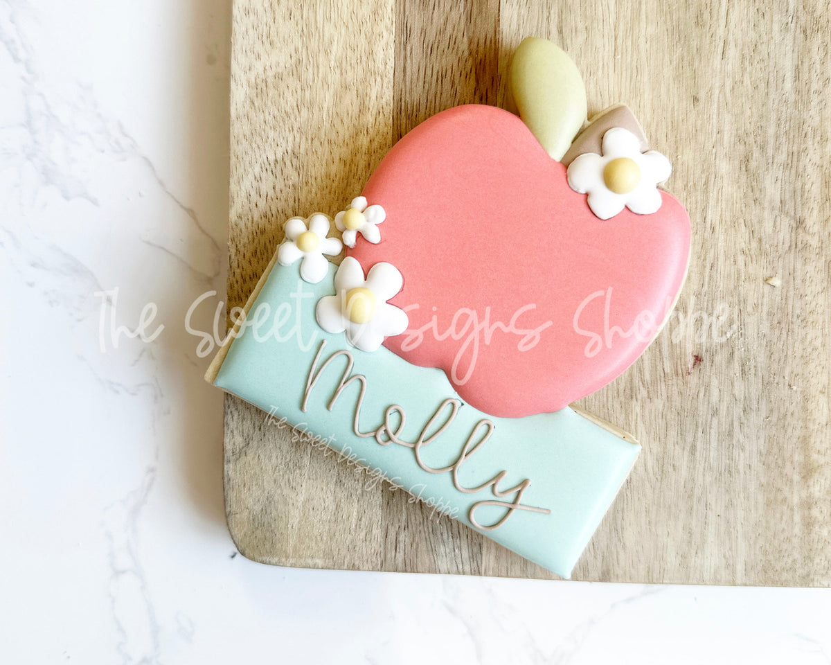 Cookie Cutters - Apple Plaque With Flowers - Cookie Cutter - The Sweet Designs Shoppe - TSDS - - ALL,back to school,Cookie Cutter,Food,fruit,fruit with flower,fruits,Fruits and Vegetables,Plaque,Promocode,School,School / Graduation,STL,Teach,teacher,teacher appreciation