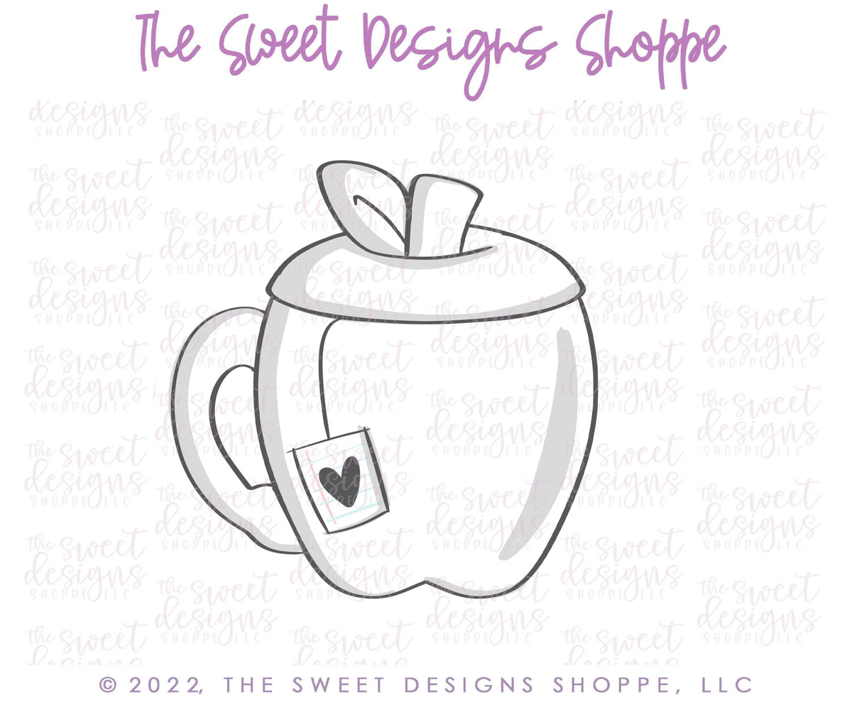 Cookie Cutters - Apple Shaped Tea Cup - Cookie Cutter - The Sweet Designs Shoppe - TSDS - - ALL,back to school,Cookie Cutter,Food,Food and Beverage,Food beverages,fruits,Fruits and Vegetables,Grad,graduations,Plaque,Plaques,Promocode,School,School / Graduation,School Bus,school supplies,STL,teacher,teacher appreciation
