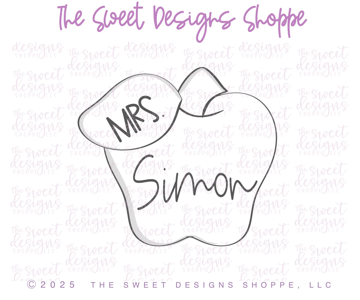 Cookie Cutters - Apple to Personalize - Cookie Cutter - The Sweet Designs Shoppe - TSDS - - ALL,Apple to personalize,back to school,Cookie Cutter,dessert,Food,Food & Beverages,Food and Beverage,fruit,fruits,Fruits and Vegetables,Promocode,School,School / Graduation,STL,Sweets,Teach,Teacher,Teacher apple,Teacher Appreciation